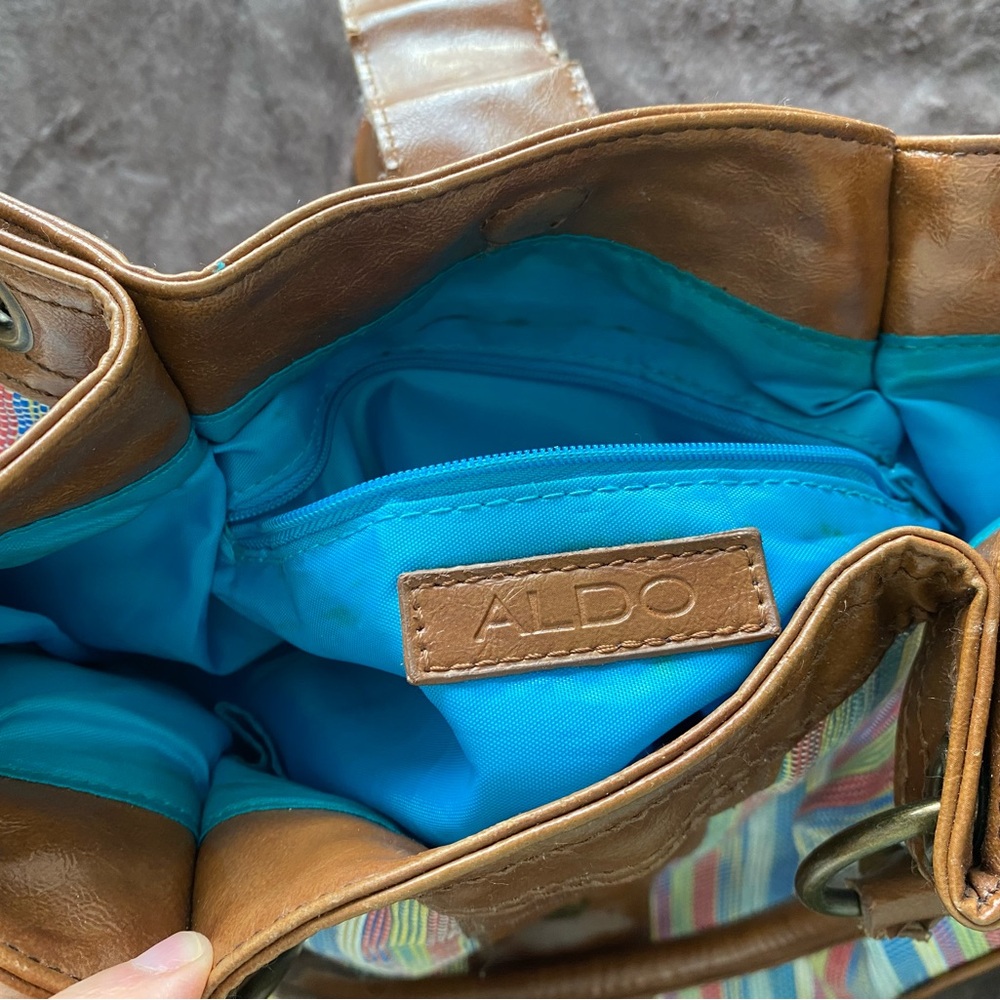 Aldo Colorful Striped Shoulder Bag with Brown Accents - Picture 8 of 12